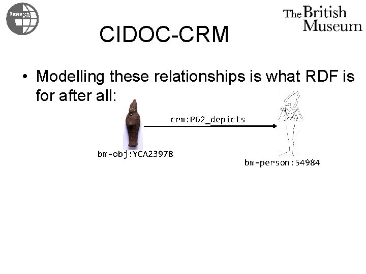 CIDOC-CRM • Modelling these relationships is what RDF is for after all: crm: P