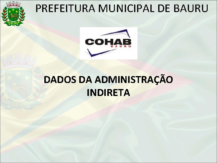 PREFEITURA MUNICIPAL DE BAURU DADOS DA ADMINISTRAÇÃO INDIRETA 