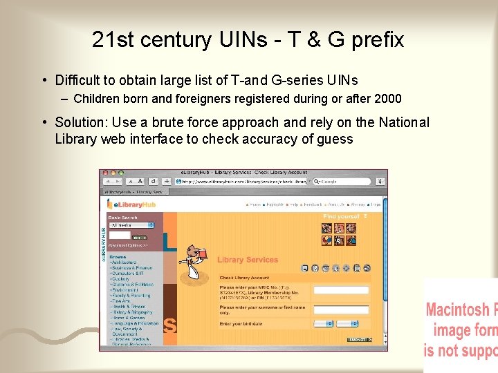 21 st century UINs - T & G prefix • Difficult to obtain large 21 st century UINs - T & G prefix • Difficult to obtain large