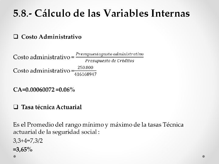 5. 8. - Cálculo de las Variables Internas • 