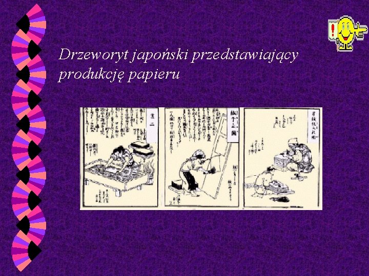 Drzeworyt japoński przedstawiający produkcję papieru 