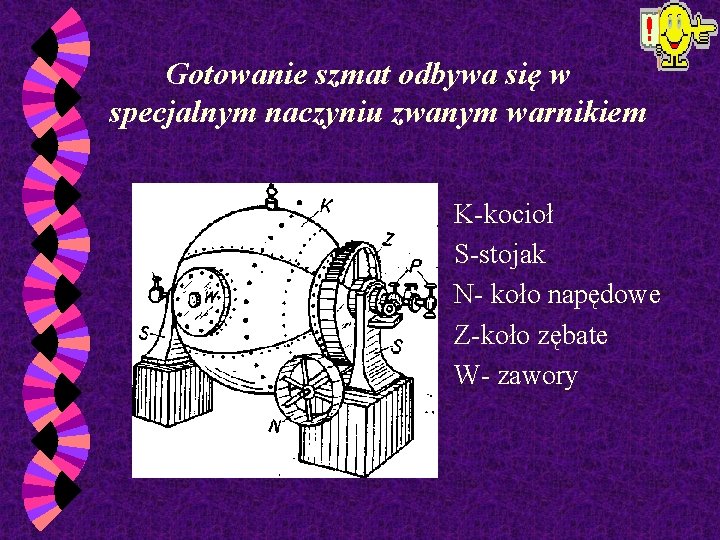 Gotowanie szmat odbywa się w specjalnym naczyniu zwanym warnikiem w w w K-kocioł S-stojak