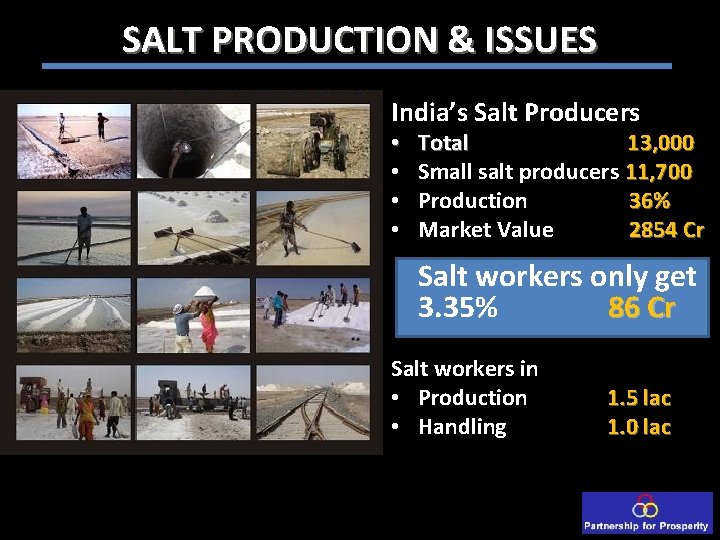 SALT PRODUCTION & ISSUES India’s Salt Producers • • Total 13, 000 Small salt