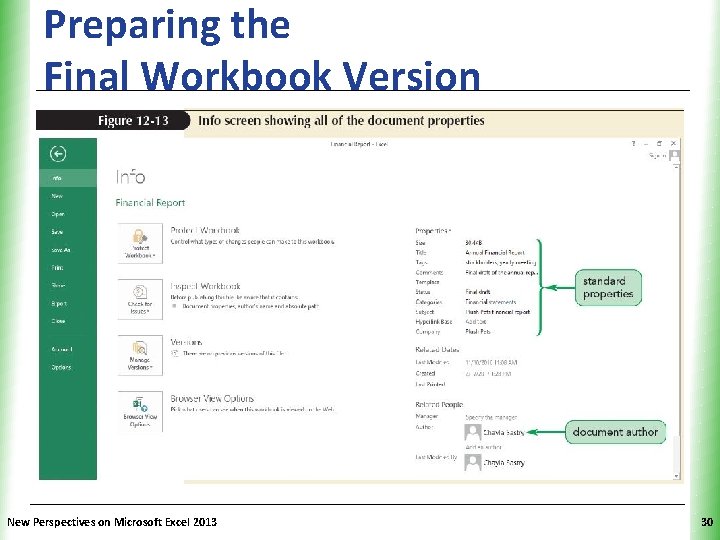 Preparing the Final Workbook Version New Perspectives on Microsoft Excel 2013 XP 30 