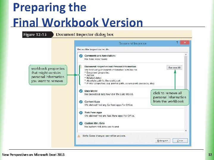 Preparing the Final Workbook Version New Perspectives on Microsoft Excel 2013 XP 32 