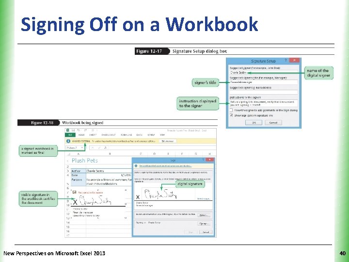 Signing Off on a Workbook New Perspectives on Microsoft Excel 2013 XP 40 