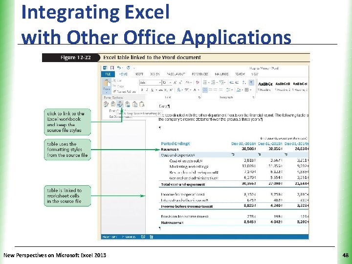 Integrating Excel with Other Office Applications New Perspectives on Microsoft Excel 2013 XP 48