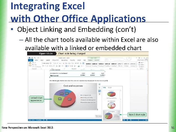 Integrating Excel with Other Office Applications XP • Object Linking and Embedding (con’t) –