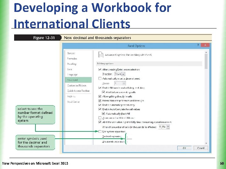 Developing a Workbook for International Clients New Perspectives on Microsoft Excel 2013 XP 60