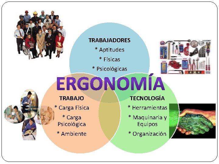 TRABAJADORES * Aptitudes * Físicas * Psicológicas TRABAJO * Carga Física * Carga Psicológica