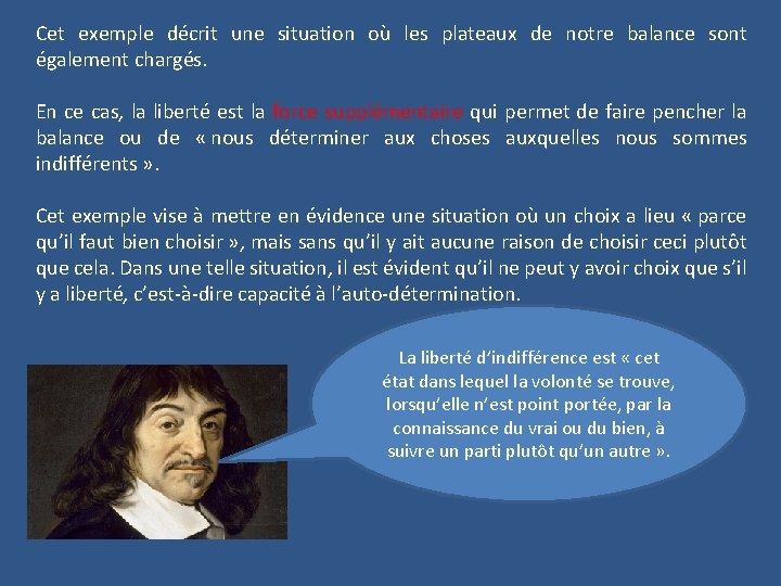 Cet exemple décrit une situation où les plateaux de notre balance sont également chargés.