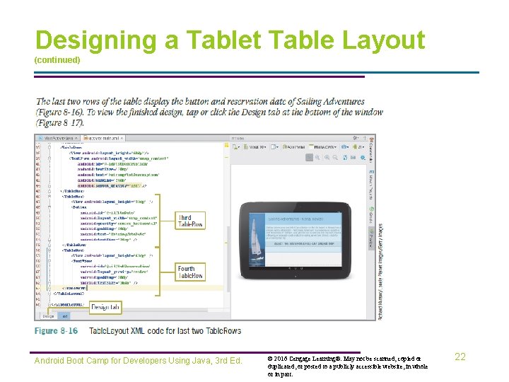 Designing a Tablet Table Layout (continued) Android Boot Camp for Developers Using Java, 3