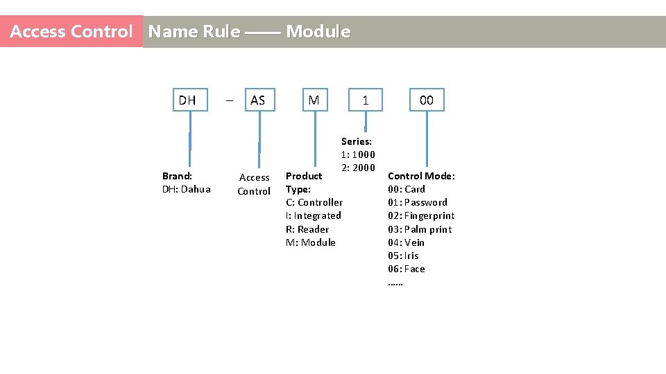 Access Control Name Rule —— Module DH Brand: DH: Dahua – AS Access Control