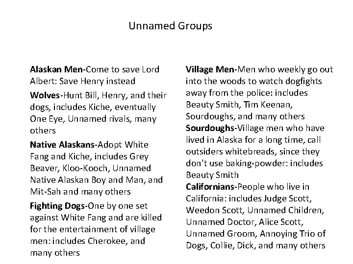 Unnamed Groups Alaskan Men-Come to save Lord Albert: Save Henry instead Wolves-Hunt Bill, Henry,