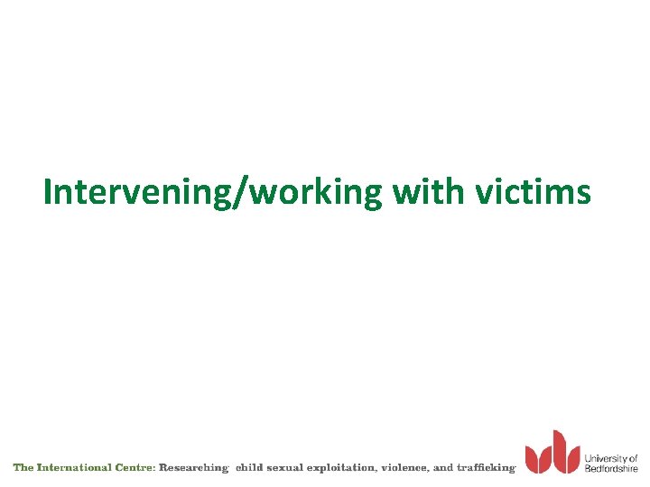 Intervening/working with victims 