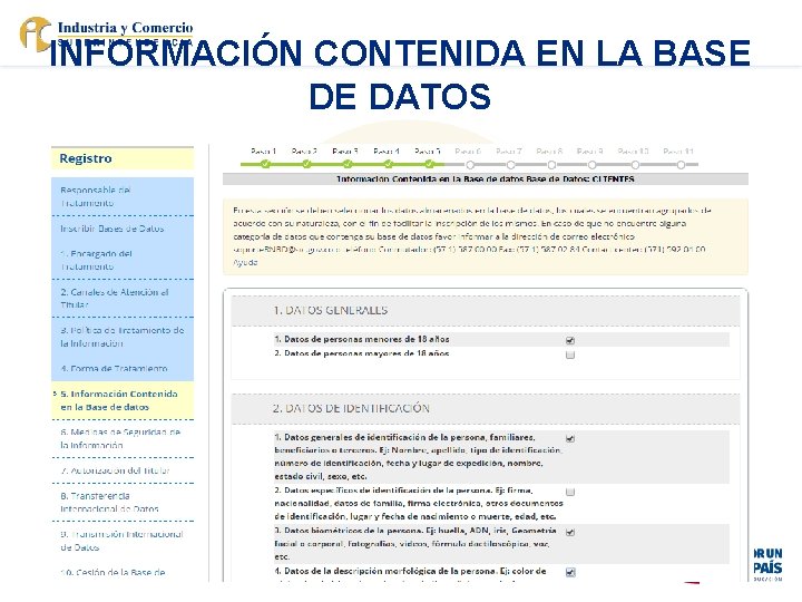 INFORMACIÓN CONTENIDA EN LA BASE DE DATOS 