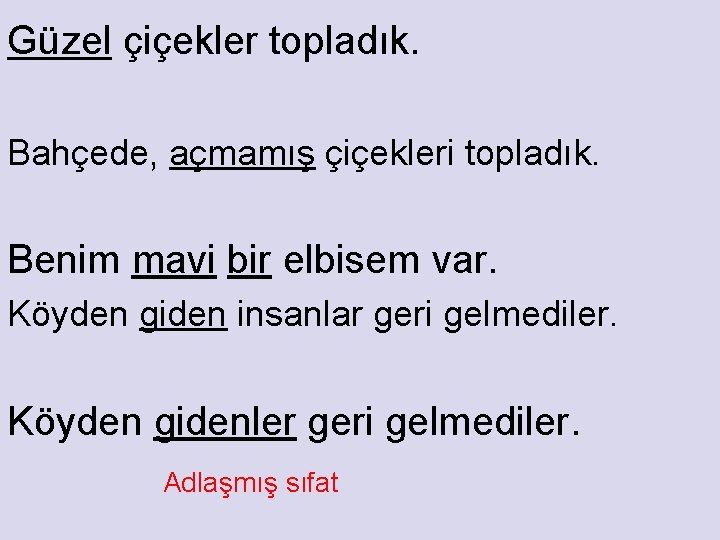 Güzel çiçekler topladık. Bahçede, açmamış çiçekleri topladık. Benim mavi bir elbisem var. Köyden giden