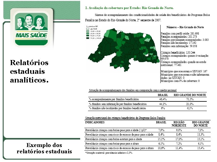 Relatórios estaduais analíticos. Exemplo dos relatórios estaduais 