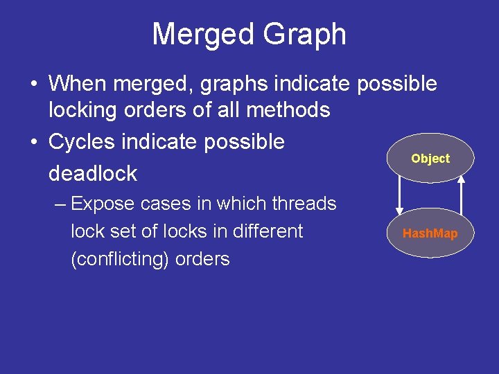 Merged Graph • When merged, graphs indicate possible locking orders of all methods • Merged Graph • When merged, graphs indicate possible locking orders of all methods •