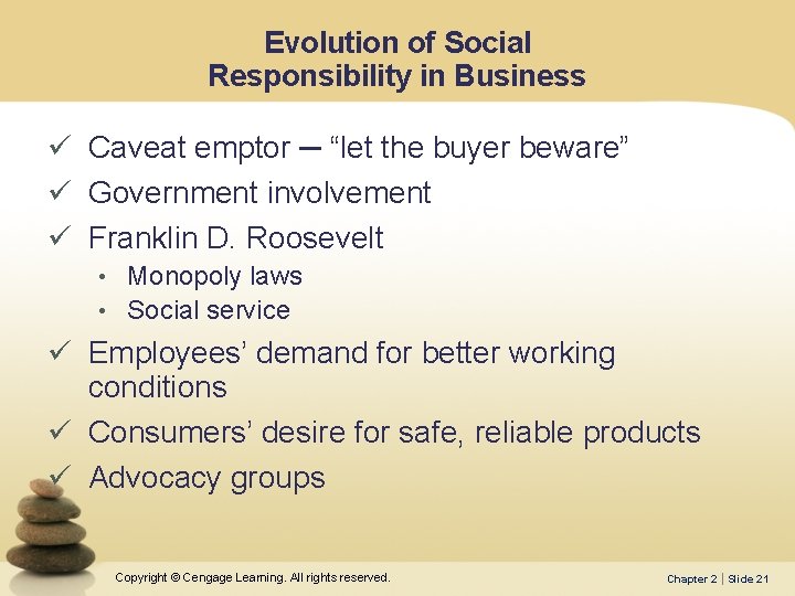 Evolution of Social Responsibility in Business ü Caveat emptor ─ “let the buyer beware”