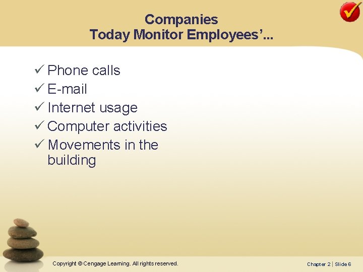 Companies Today Monitor Employees’. . . ü Phone calls ü E-mail ü Internet usage