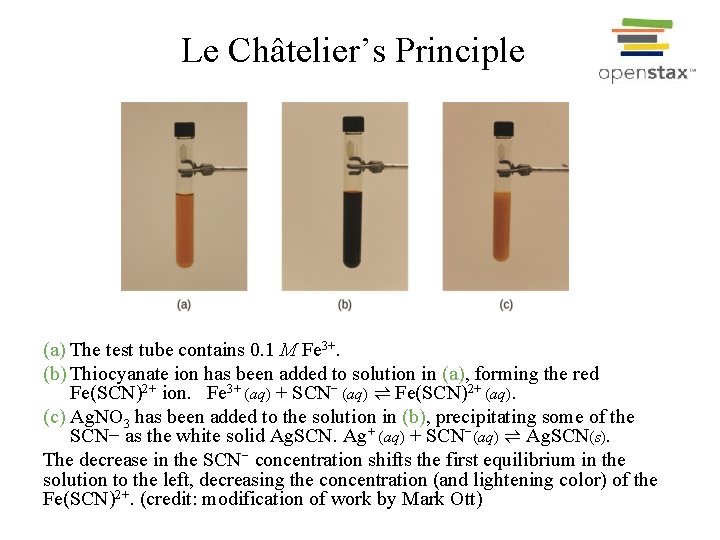 Le Châtelier’s Principle (a) The test tube contains 0. 1 M Fe 3+. (b)