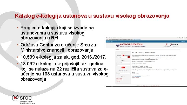 Katalog e-kolegija ustanova u sustavu visokog obrazovanja • Pregled e-kolegija koji se izvode na