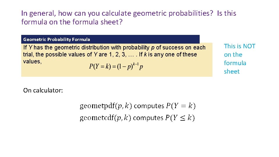 In general, how can you calculate geometric probabilities? Is this formula on the formula