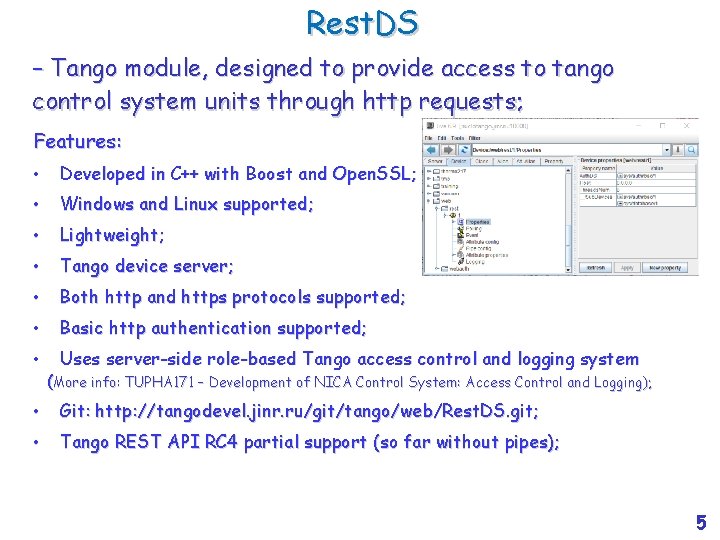 Rest. DS – Tango module, designed to provide access to tango control system units