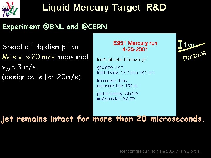 Liquid Mercury Target R&D Experiment @BNL and @CERN Speed of Hg disruption Max v