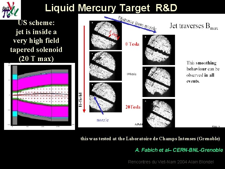 Liquid Mercury Target R&D US scheme: jet is inside a very high field tapered