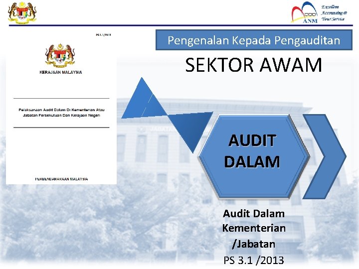 Pengenalan Kepada Pengauditan SEKTOR AWAM AUDIT DALAM Audit Dalam Kementerian /Jabatan PS 3. 1 Pengenalan Kepada Pengauditan SEKTOR AWAM AUDIT DALAM Audit Dalam Kementerian /Jabatan PS 3. 1