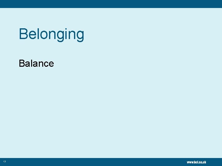 Belonging Balance 13 