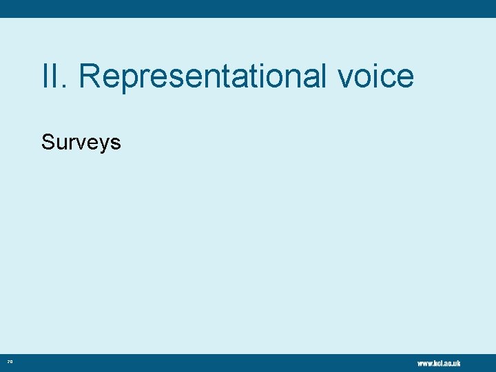 II. Representational voice Surveys 20 