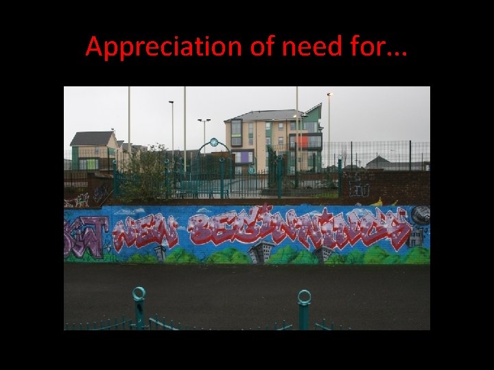 Appreciation of need for. . . 
