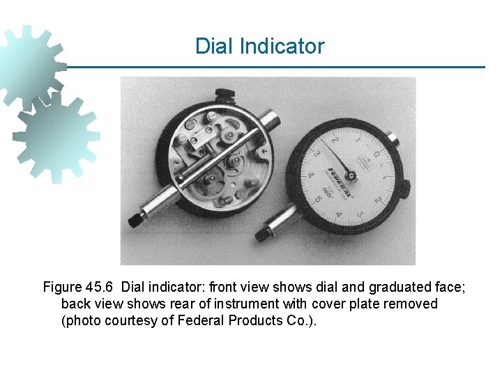 Dial Indicator Figure 45. 6 Dial indicator: front view shows dial and graduated face;