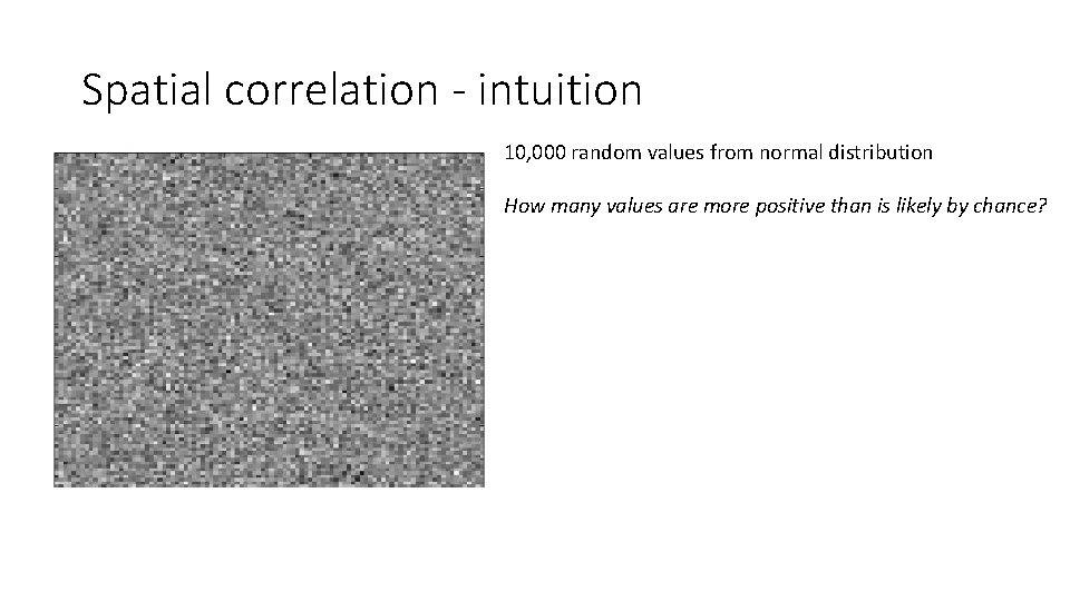 Spatial correlation - intuition 10, 000 random values from normal distribution How many values