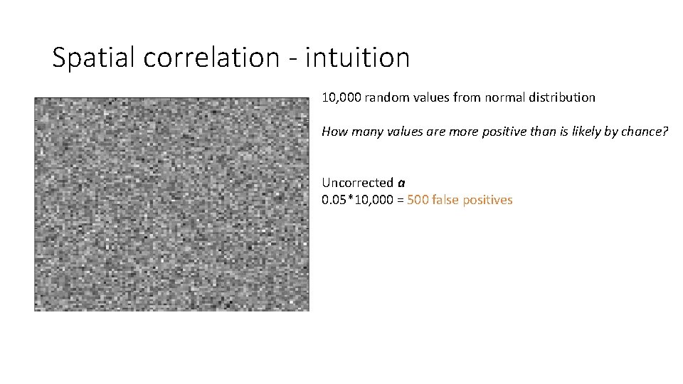 Spatial correlation - intuition 10, 000 random values from normal distribution How many values