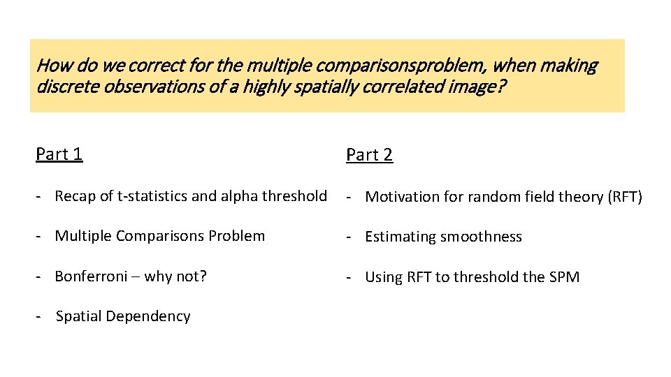 How do we correct for the multiple comparisonsproblem, when making discrete observations of a