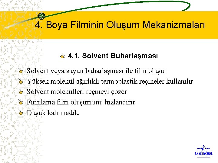 4. Boya Filminin Oluşum Mekanizmaları 4. 1. Solvent Buharlaşması Solvent veya suyun buharlaşması ile