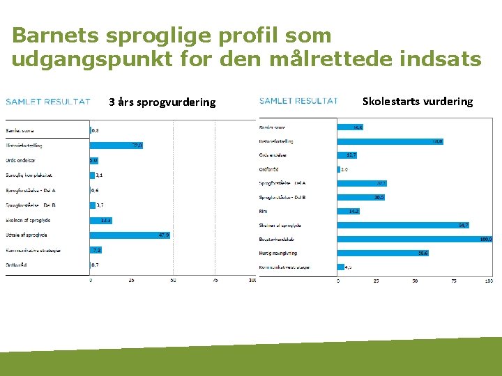 Barnets sproglige profil som udgangspunkt for den målrettede indsats 3 års sprogvurdering Skolestarts vurdering