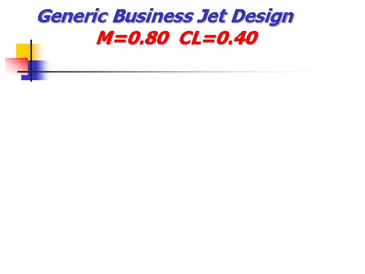 Generic Business Jet Design M=0. 80 CL=0. 40 