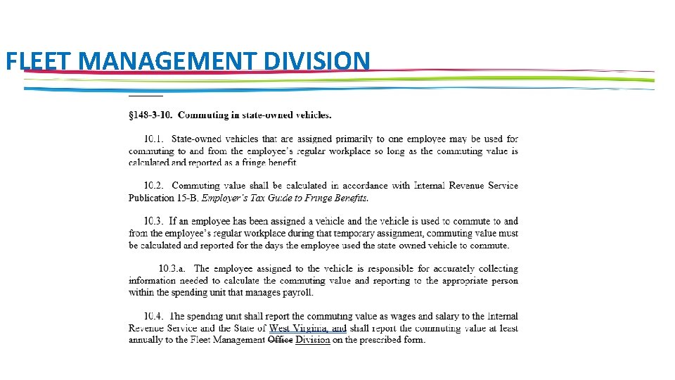 FLEET MANAGEMENT DIVISION 