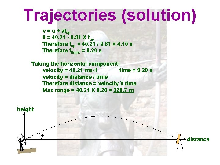 Trajectories (solution) v = u + atup 0 = 40. 21 - 9. 81