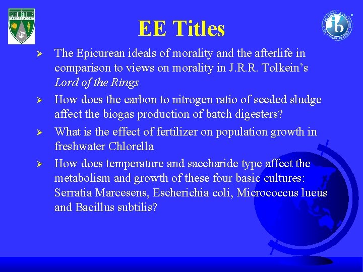 EE Titles Ø Ø The Epicurean ideals of morality and the afterlife in comparison