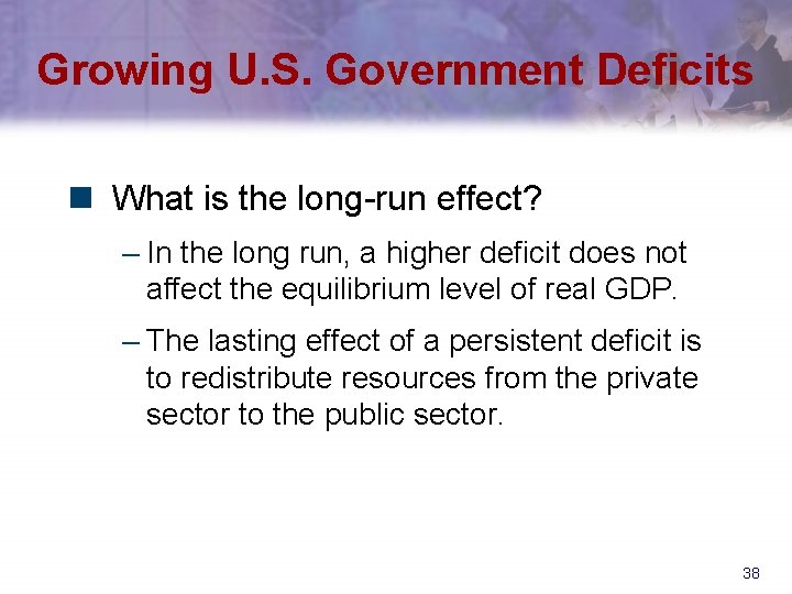 Growing U. S. Government Deficits n What is the long-run effect? – In the