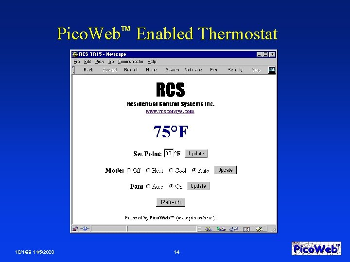 Pico. Web Enabled Thermostat TM 10/1/99 11/5/2020 14 