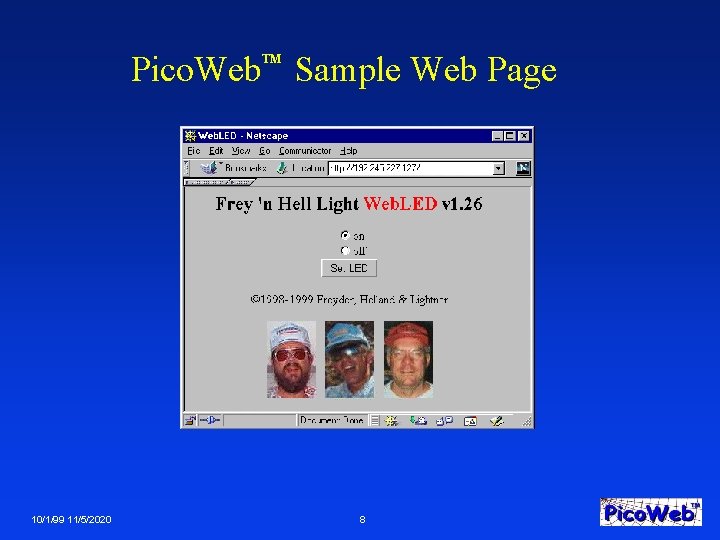 Pico. Web Sample Web Page TM 10/1/99 11/5/2020 8 