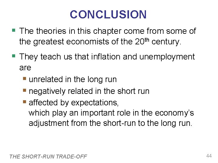 CONCLUSION The theories in this chapter come from some of the greatest economists of