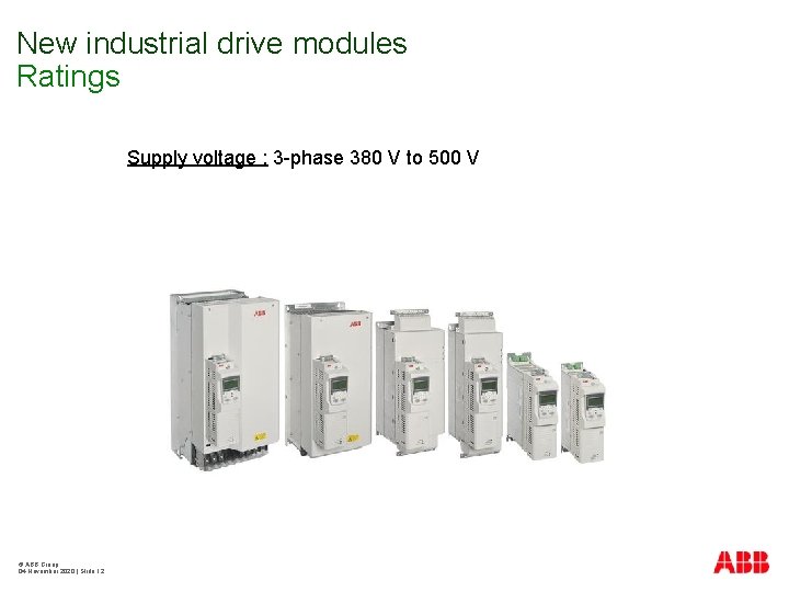 New industrial drive modules Ratings Supply voltage : 3 -phase 380 V to 500